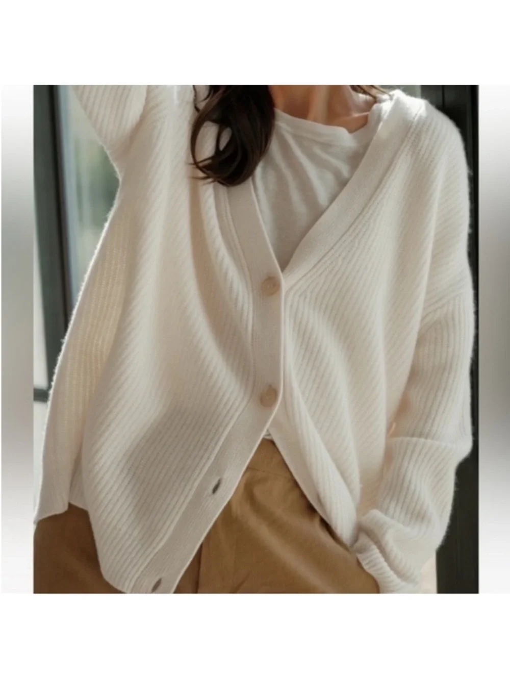 Jenni Kayne Cashmere Cocoon Ivory Cardigan S - Picture 2 of 10